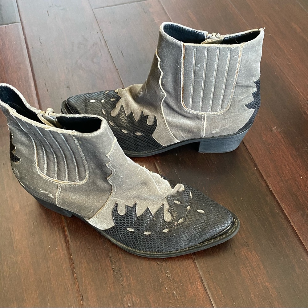 Western inspired Black & Grey Crushed Velvet